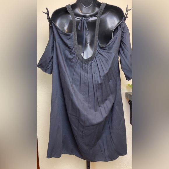 Just Fab Cold Shoulder Black Midi Dress - Picture 6 of 9